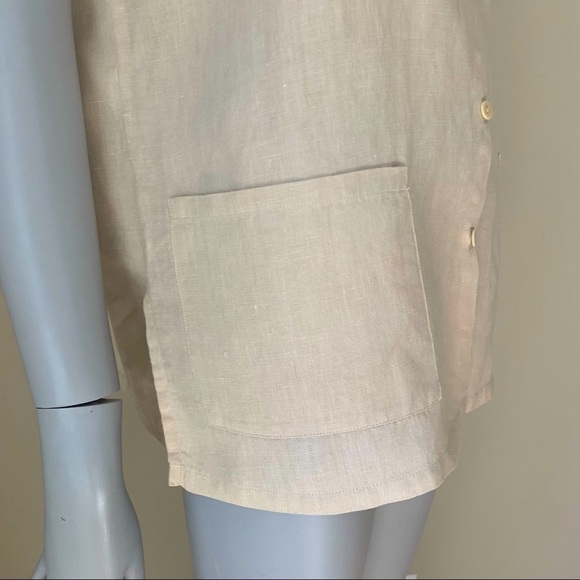 EILEEN FISHER 100% Linen Button Up Sleeveless Top Tunic Beige Sand Summer Size S - Picture 8 of 16